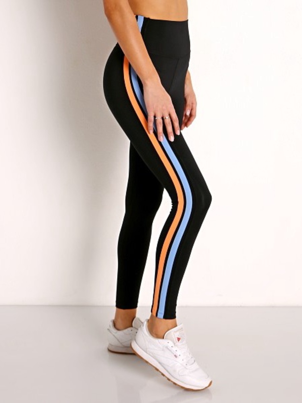 Splits59 Gloria high waist techflex 7/8 leggings black and Jacint orange/blue L